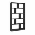 Bücherregal 80x30x170 cm rechteckig Schwarz MDF Holzwerkstoff offenes Regal asymmetrische Fächer