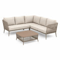 Gartenlounge Set L-Form 230 x 180 x 75 cm mit Couchtisch 80 x 80 x 40 cm Aluminium PE-Rope Natur Beige