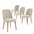 Esszimmerstuhl Set 4-teilig 45 x 55 x 85 cm Polsterstuhl Polyesterbezug Massivholzgestell Beige Naturholzoptik