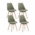 Esszimmerstuhl Set 4-teilig 82 x 48 x 55 cm Polsterstuhl Grün Stoffbezug Holzbeine Naturholzoptik ohne Armlehnen
