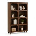 Bücherregal Standregal 100 x 35 x 180 cm 8 offene Fächer Walnussbraun rechteckig Holzwerkstoff konische Holzfüße