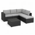 Gartenmöbel Set L-Form Gartensofa mit Couchtisch PE-Rattan Aluminiumgestell Grau rechteckig ca. 220 x 150 x 70 cm