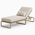 Gartenliege Sonnenliege Outdoor Relaxliege Aluminiumgestell verstellbare Rückenlehne Polyesterkissen Beige Natur 200 x 70 x 85 cm